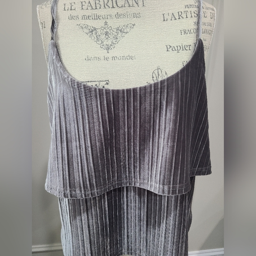 NWT Jack By BB Dakota Velvet Gray Crop Top Ribbed Sz.L